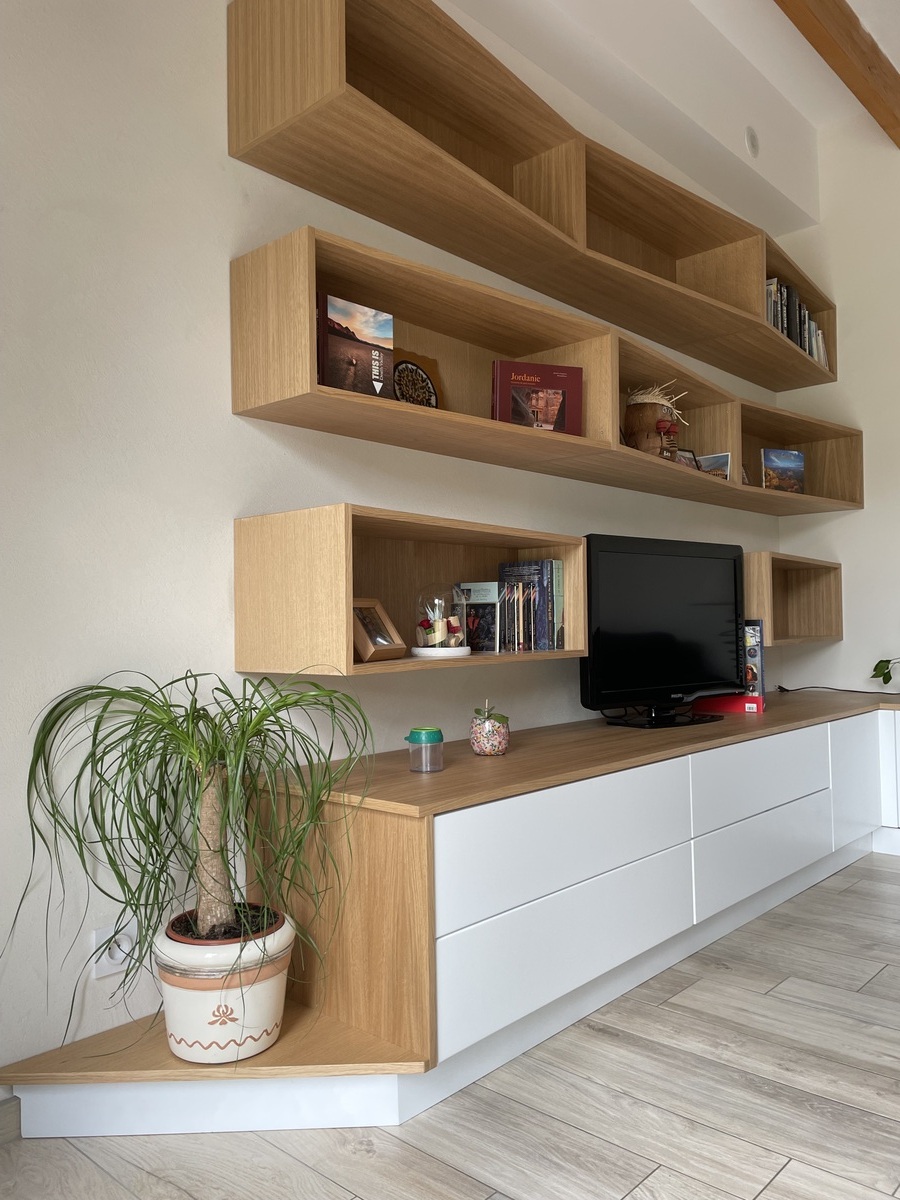 Projet Helena – Meuble TV, bibliothèque et entrée