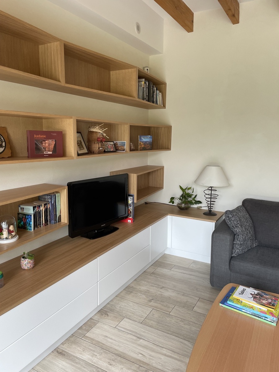 Projet Helena – Meuble TV, bibliothèque et entrée