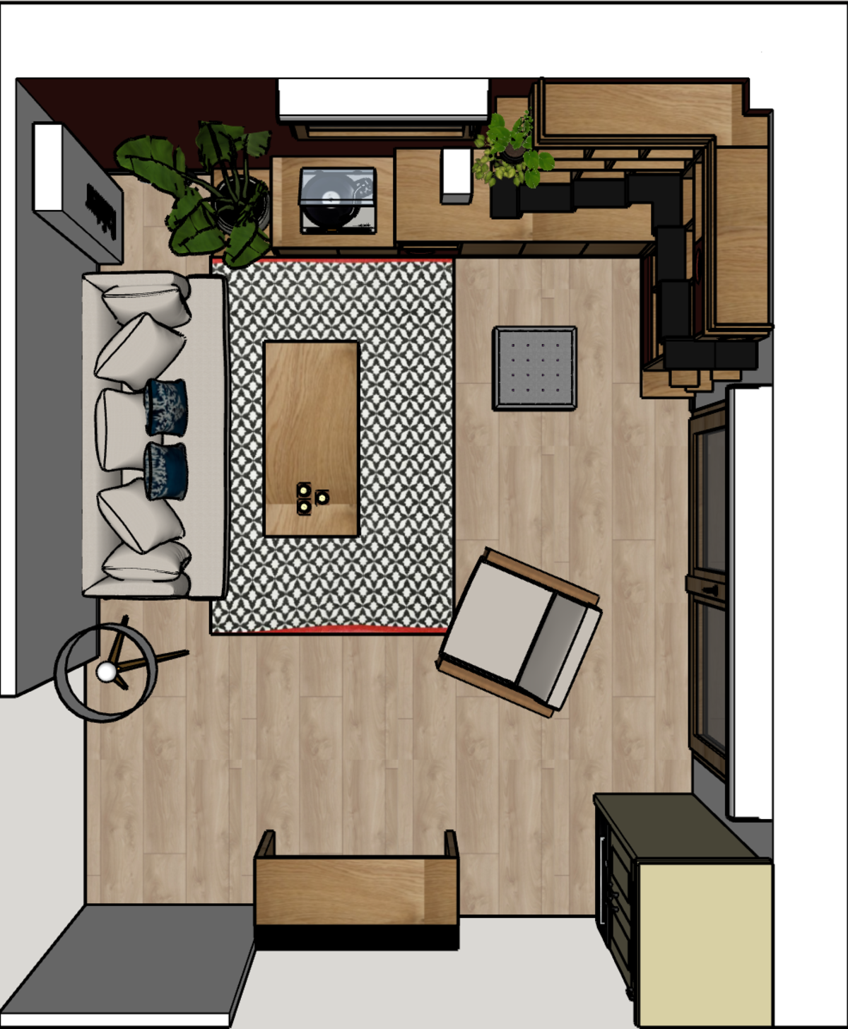 Projet Elena – Bibliothèque d’angle et espace ludique