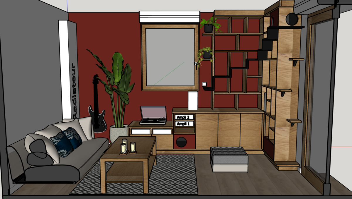 Projet Elena – Bibliothèque d’angle et espace ludique