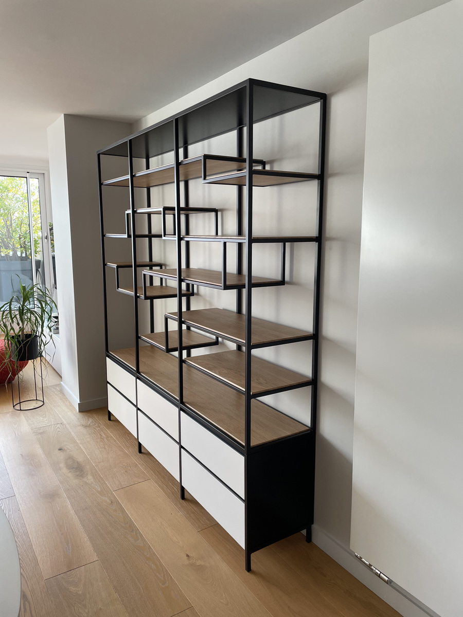 Projet Florence – Agencement Sur-Mesure d&rsquo;une bibliothèque près de Rennes