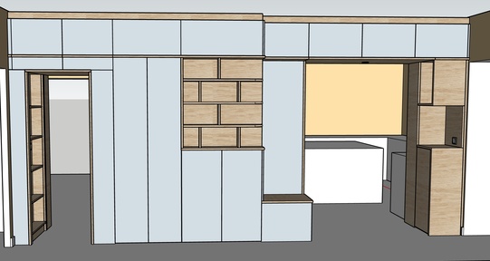 Projet Helena – Meuble TV, bibliothèque et entrée